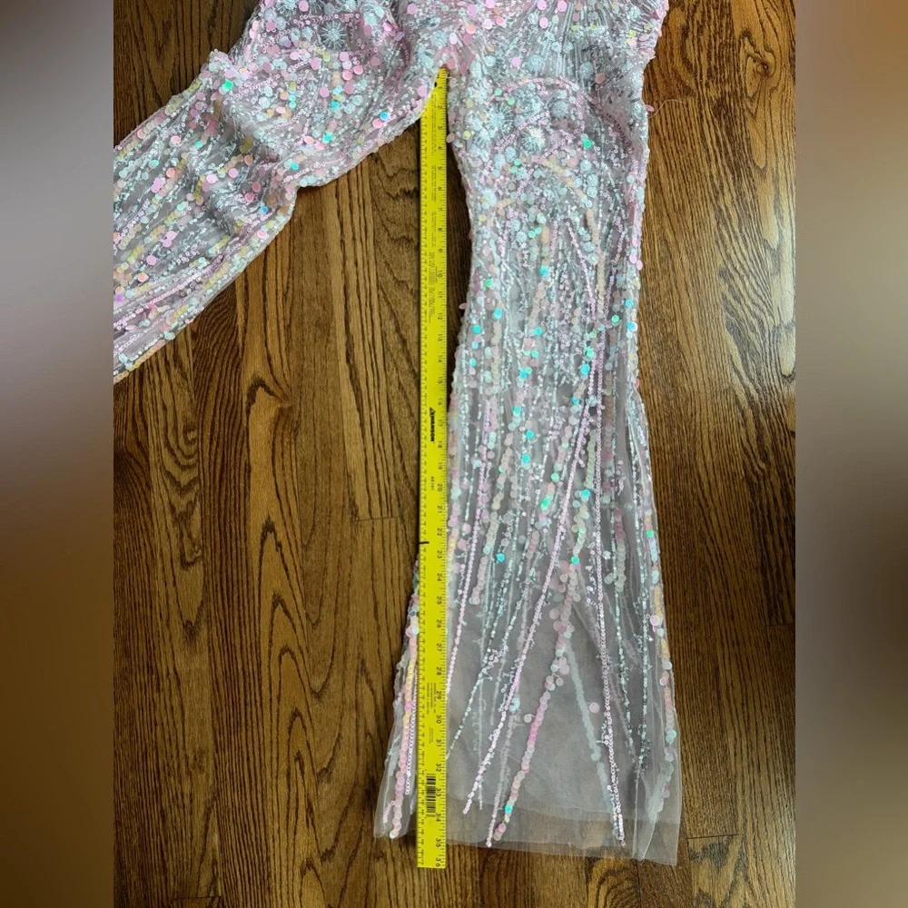 Eliya The Label Alyce Pink Sequin Flare Pants US 4 High Waist SOLD OUT - Picture 12 of 12